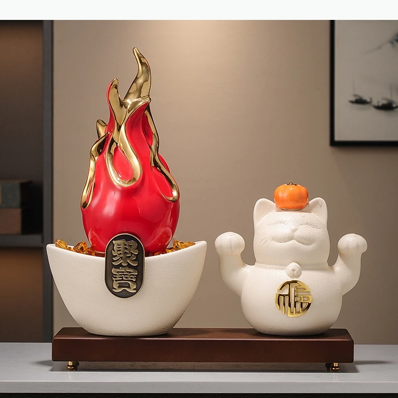 Gilded Pitaya Ceramic Landscape Feng Ornaments Desk Decoration Lucky Room Aesthetics Decor Home Accessories