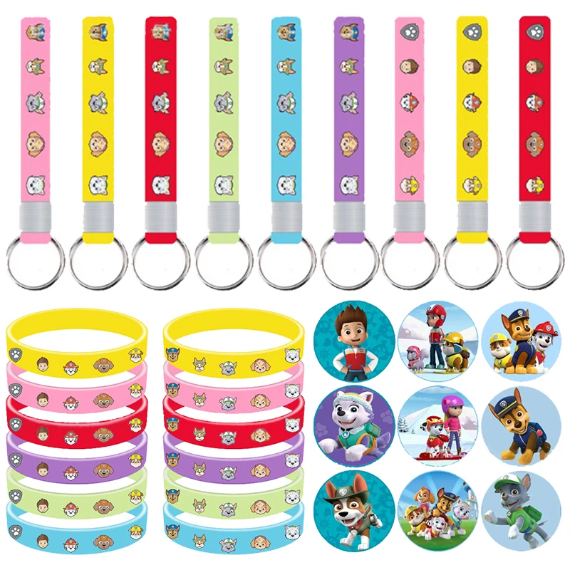 Paw Patrol Bracelet Brooch Paw Patrol Keychain Mask Sticker Accessories Doll Pendant Car Keychain Pendant Child Birthday Gift