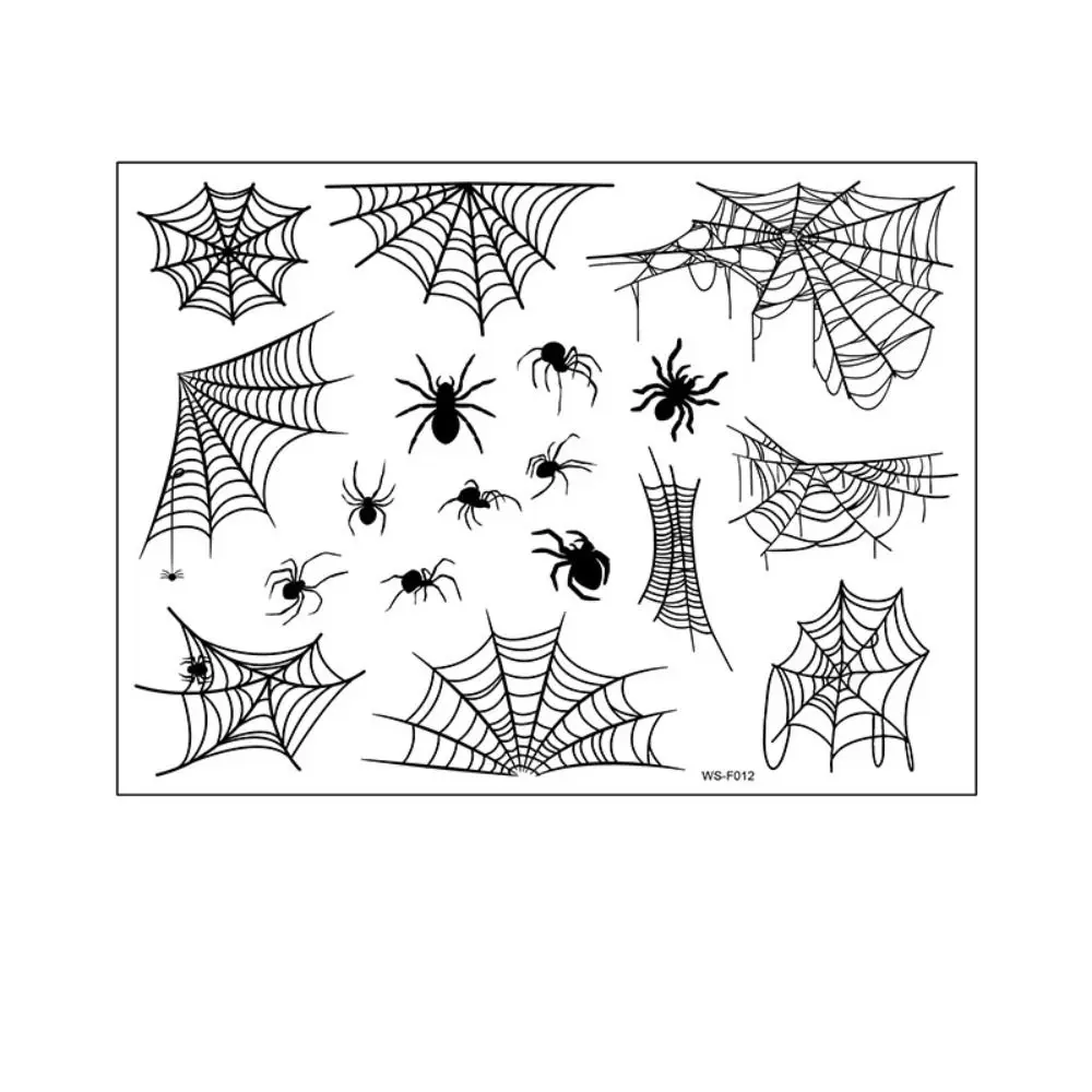 12Sheets Waterproof Spider Web Face Patch DIY Halloween Cosplay Props Cobwebs Mouth Temporary Tattoos Stickers Party Supplies