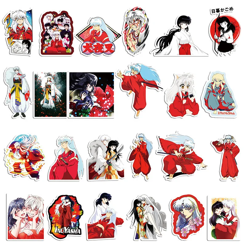 50pcs Anime Inuyasha Cartoon Graffiti Stickers Suitcase Water Cup Guitar Stationery Mobile Phone Car Decoration Stickers