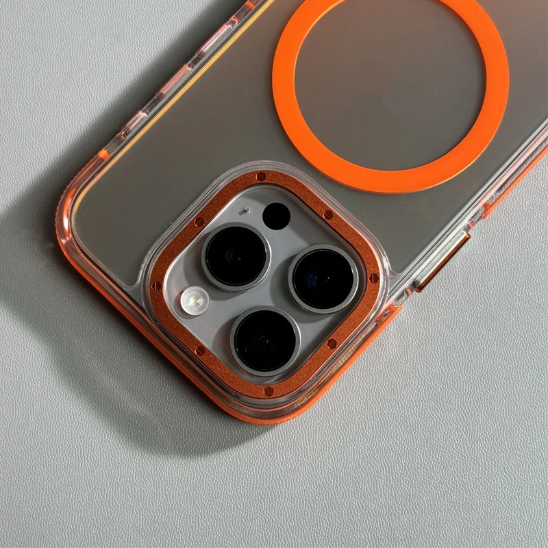 Non-slip Laser Wireless Charging for MagSafe Phone Case for iPhone 17 16Pro Max 15 16 Pro 13 14 12 Metal Lens Protective Cover