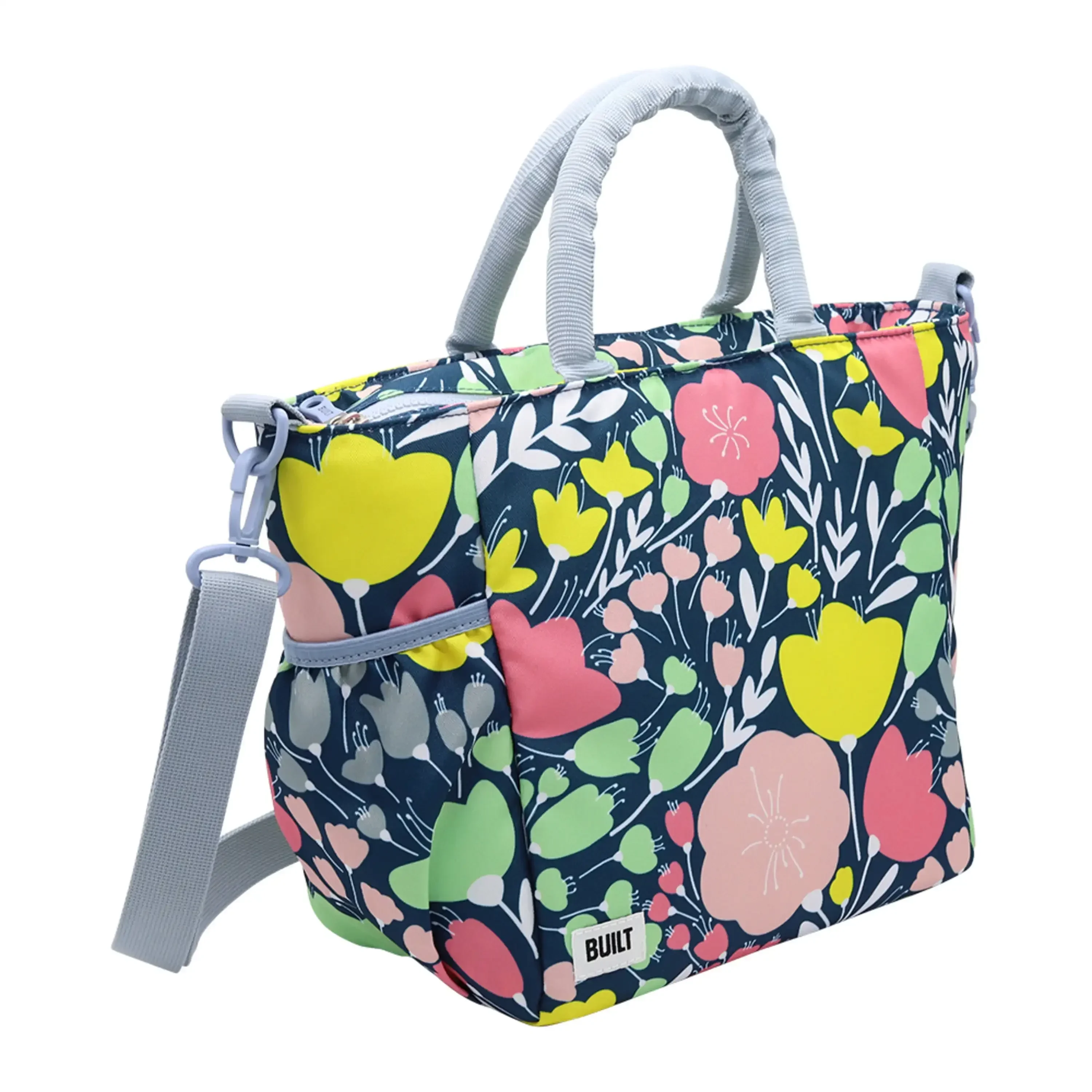 Изолированная сумка для обеда из полиэстера I Love Lunch в размере с цветочным принтом, изолированная сумка для обеда