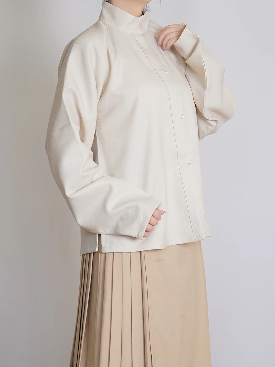 

Женская повседневная универсальная осенне-зимняя сумка-клатч Chunxue Hanfu с воротником-стойкой и бантом, однотонная, в стиле династии Суй/Мин