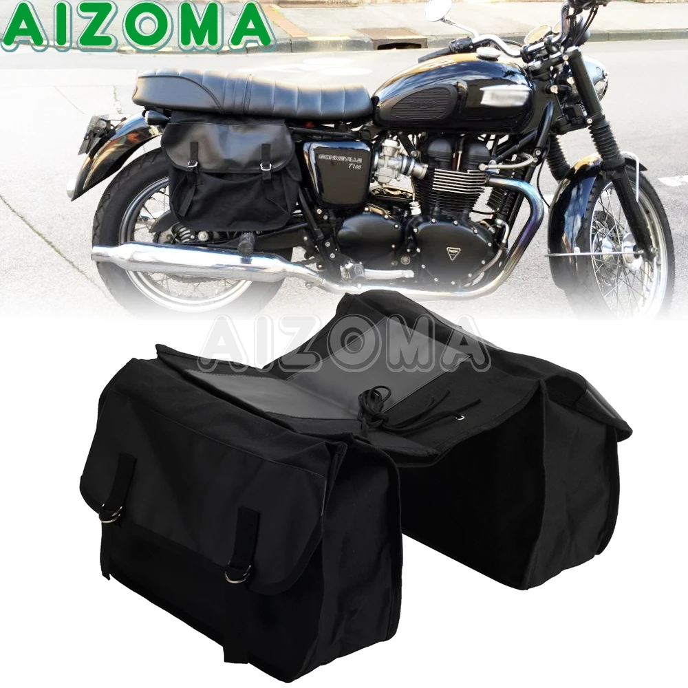 

Motorcycle Two Large Pockets Side Canvass Saddle Bag For Honda Shadow 750 Suzuki dr 650 Sportster iron 833 Saddlebag Panniers