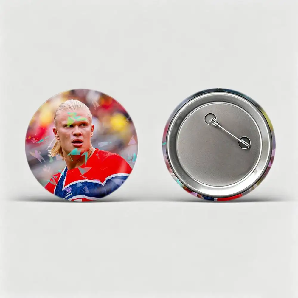 Norway Powerful Erling H-Haaland  Custom Tinplate Round Button Badges Pins Brooches for Clothes Backpack