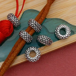 5pcs/Lot China Chic Loong Pattern Big Hole Metal Beads 11.5mm Dragon Scale Funky Jewelry Spacers Separation DIY Jewelry Crafts