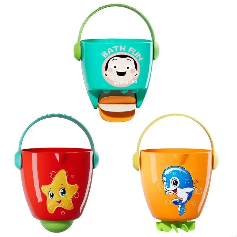 Cartoon Baby Bath Toy Rotating Water Sprayer Bucket Toy For Toddler Early Learning Fine Motor Skill Development Playset 15UB