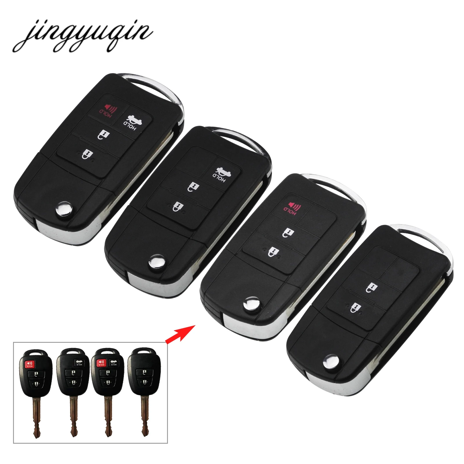 

jinyuqin 2/3/4 Buttons Modified Flip Remote Car Key Shell Case Fob For Toyota Camry RAV4 2012-2015 Corolla 2014 2015 TOY43 Blade