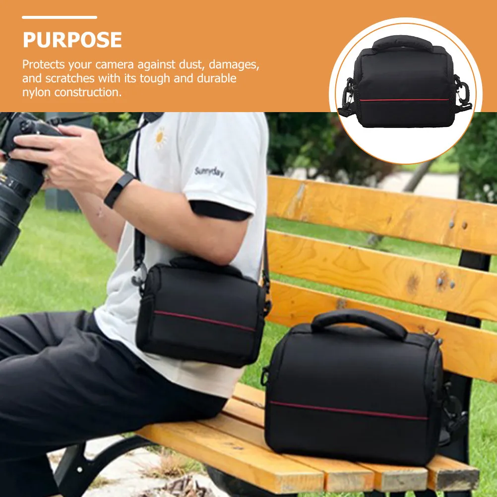 Single Shoulder Nylon Dslr Camera Bag Shockproof Portable Travel Camera Storage Padded Protective Case Adjustable Strap