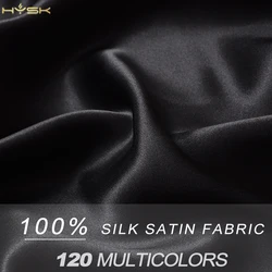 HYSK 100% silk satin fabric solid black natural mulbery organic woven silk plain dyeing duchess charmeuse cloth textile material