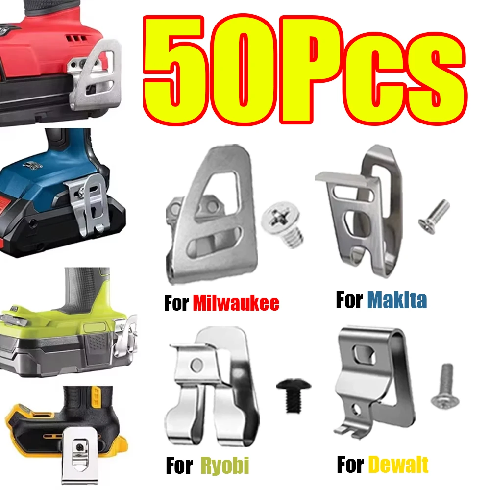 1-50Pcs Belt Clip with Screw Belt Hook 18V 20V for Makita/Dewalt/Milwaukee/Ryobi Replacement Drill Belt Clip Hook Power Tools