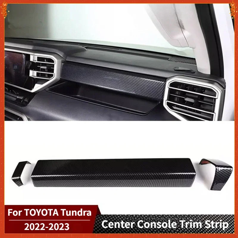 

For TOYOTA Tundra Real Dry Carbon Fiber 2022-2023 Interior Glossy Center Console Trim Strip Decoration Modification Accessories