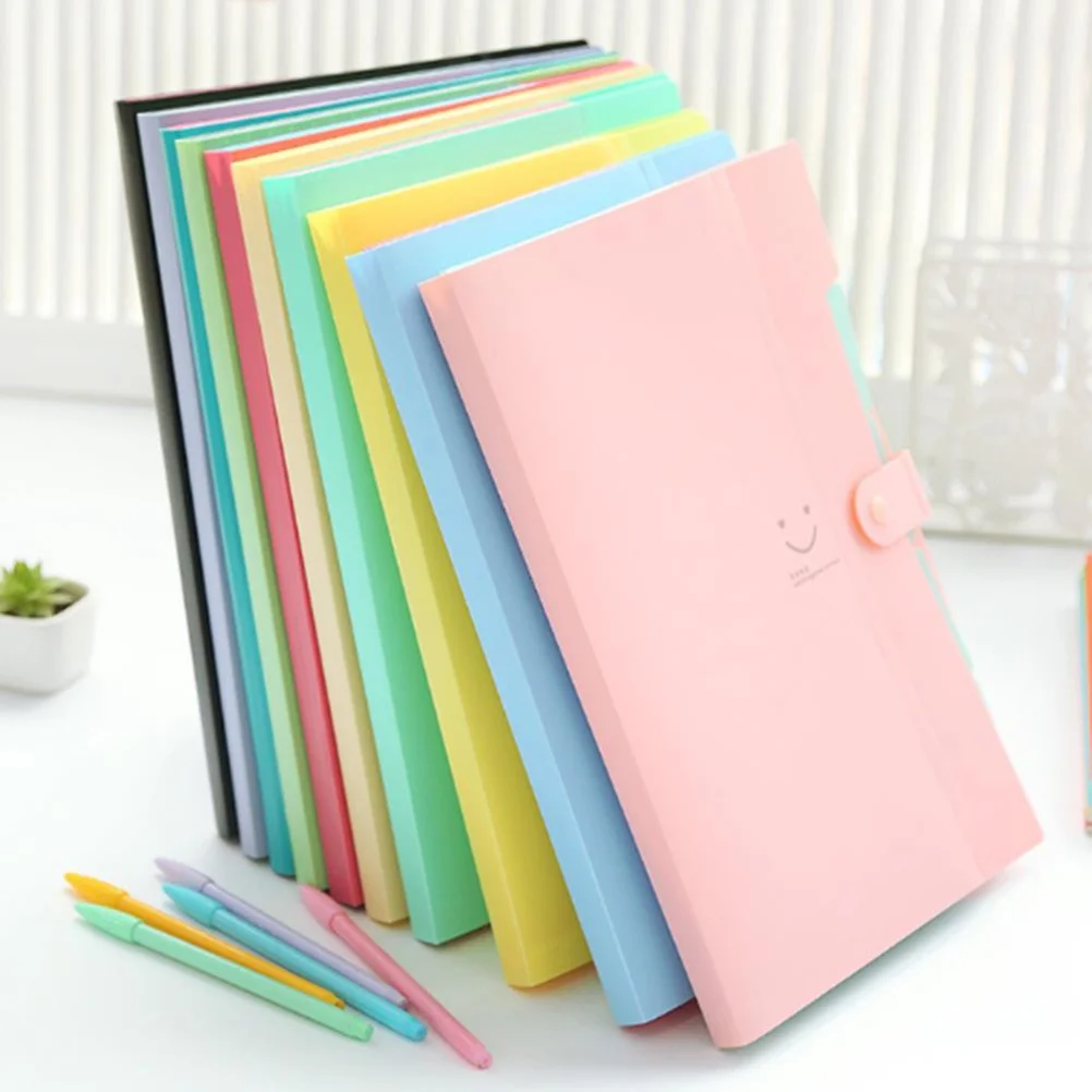 Plastic File Folders A4 Size Snap Closure Accordion Folder Document File Folder (Purple) file organizer