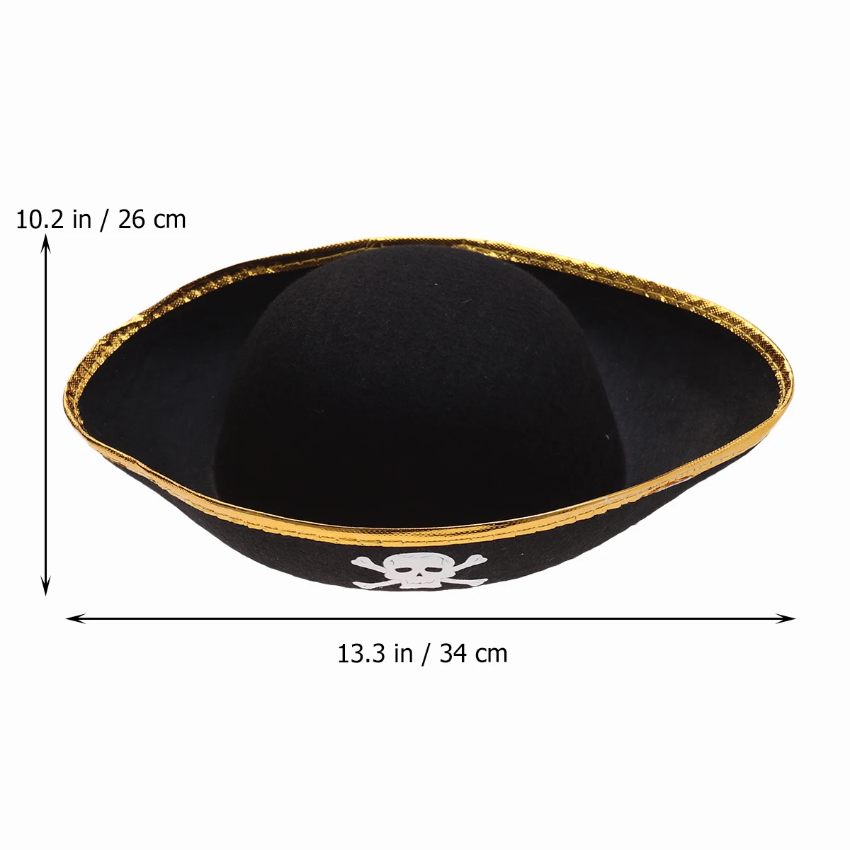 

2Pcs Skull Felt Hats Pirate Triangular Cap Golden Rim Halloween Cosplay Skull Printed Hat Party Accessories Kids Adult