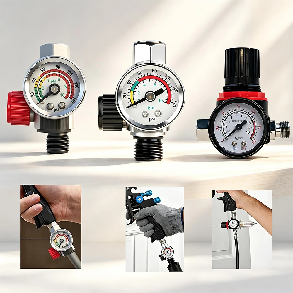 LVLP R500 Spray Gun Accessories Air Pressure Regulator Gauge Paint Sprayer Control Valve Pneumatic Tool for Auto Body Painting