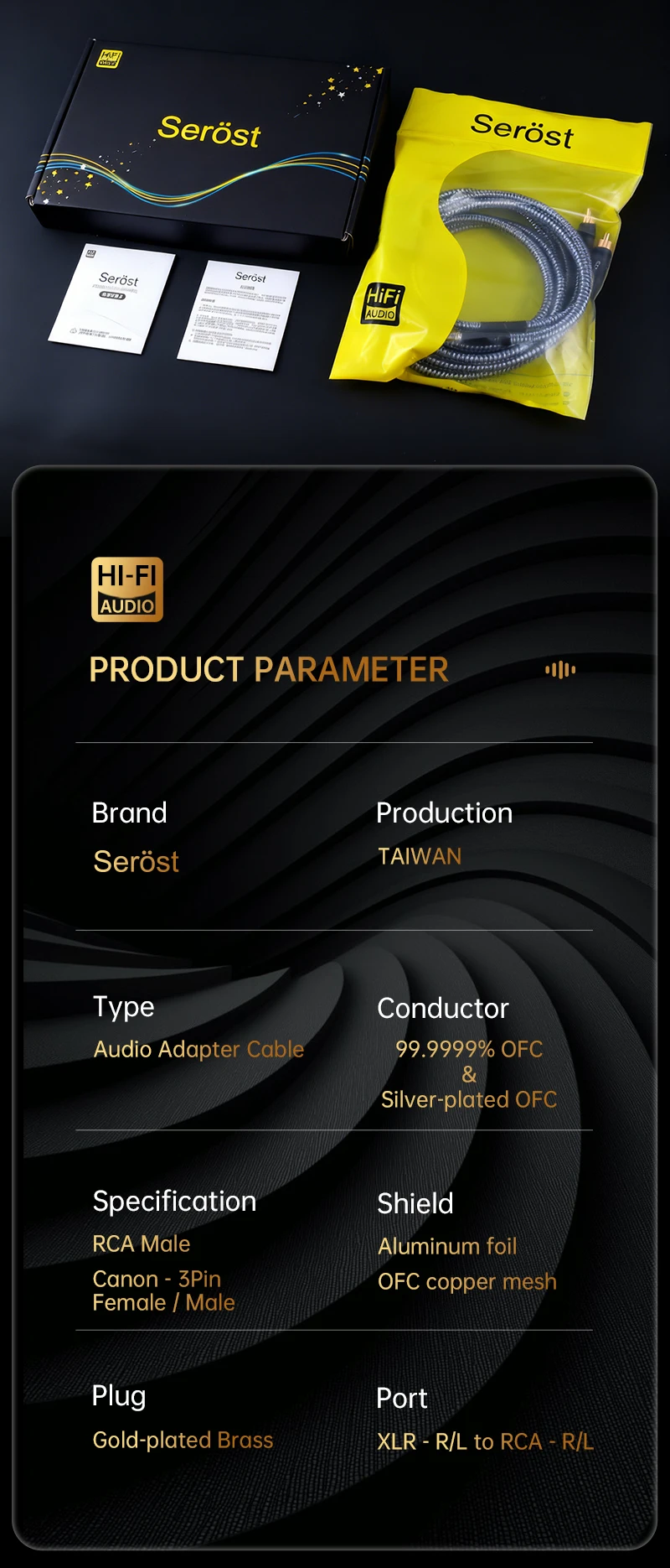 Serost StarPro HiFi-Audiokabel OFC versilbertes, sauerstofffreies Kupfer RCA-zu-XLR-Adapterkabel für CD, DAC, DSP, Verstärker, Lautsprecher – Detail 10