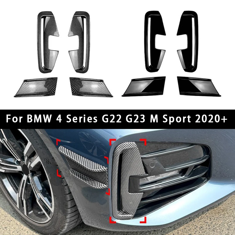 

For BMW 4 Series G22 G23 M Sport 2022+ Front Bumper Side Canards Spoiler Diffuser Splitter Fog Light Air Vent Intake Cover