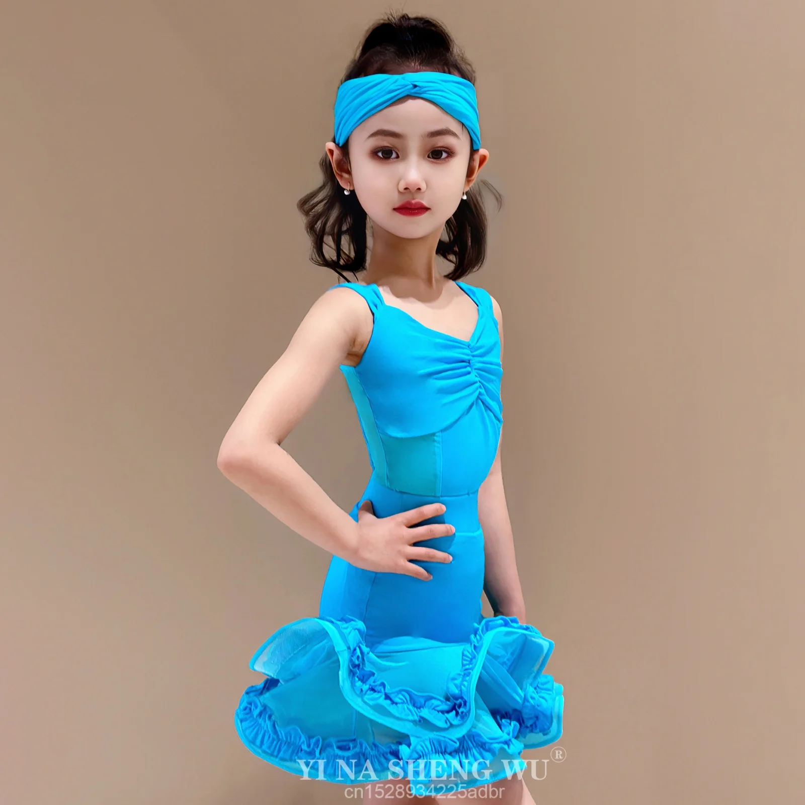 

Latin Dance Training Costume Girl New Children's Performance Costume Competition Regulations Latin Dance High-end Dress New