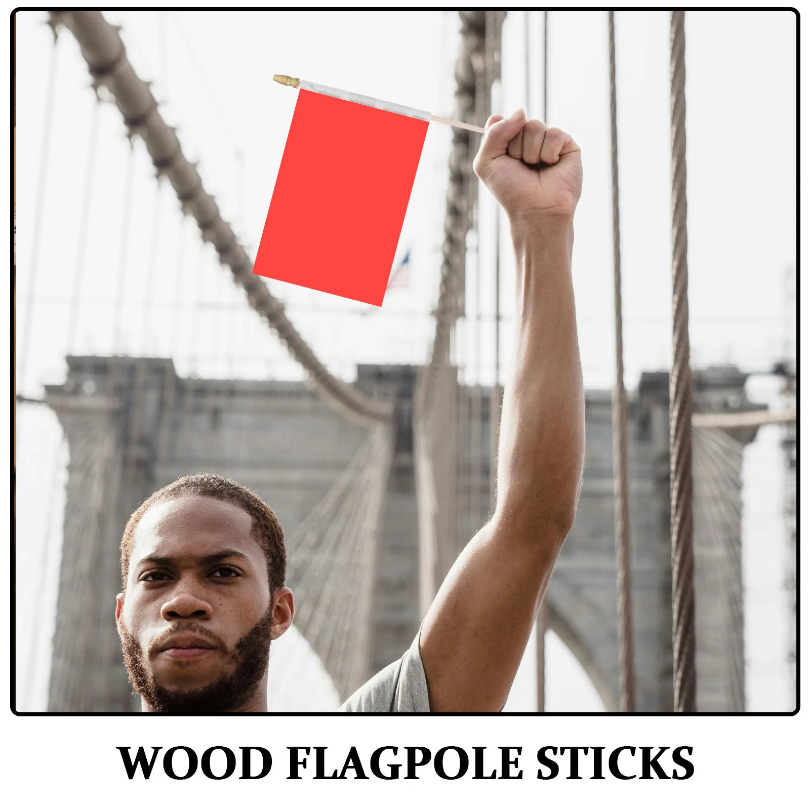40Pcs Wood Flag Sticks Gold Top Mini Handheld DIY Wooden Flagpoles for Meeting Room Party Decor Sport Event Flag Pole 25Cm