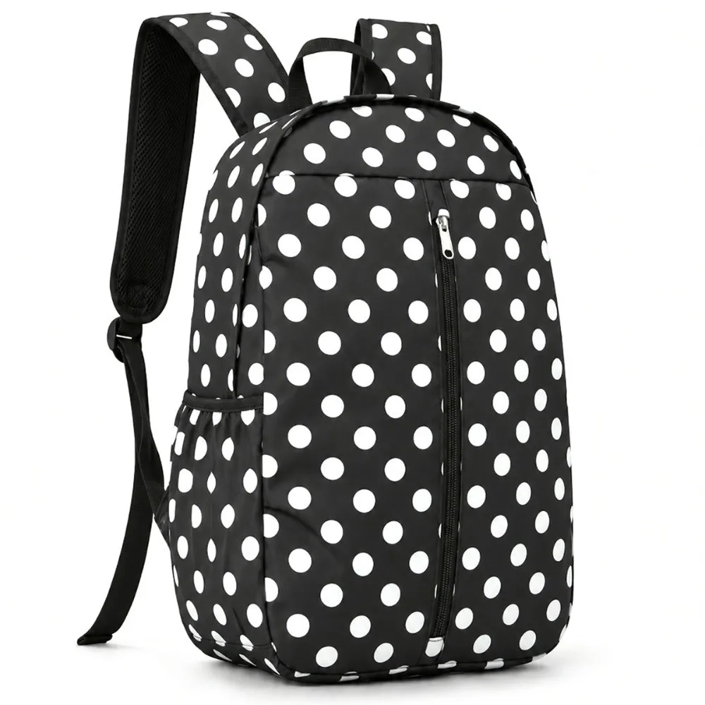 Polka Dot Backpack Large Capacity Lightweight Design Sports Backpack Waterproof Material Padded Straps Travel Backpack School