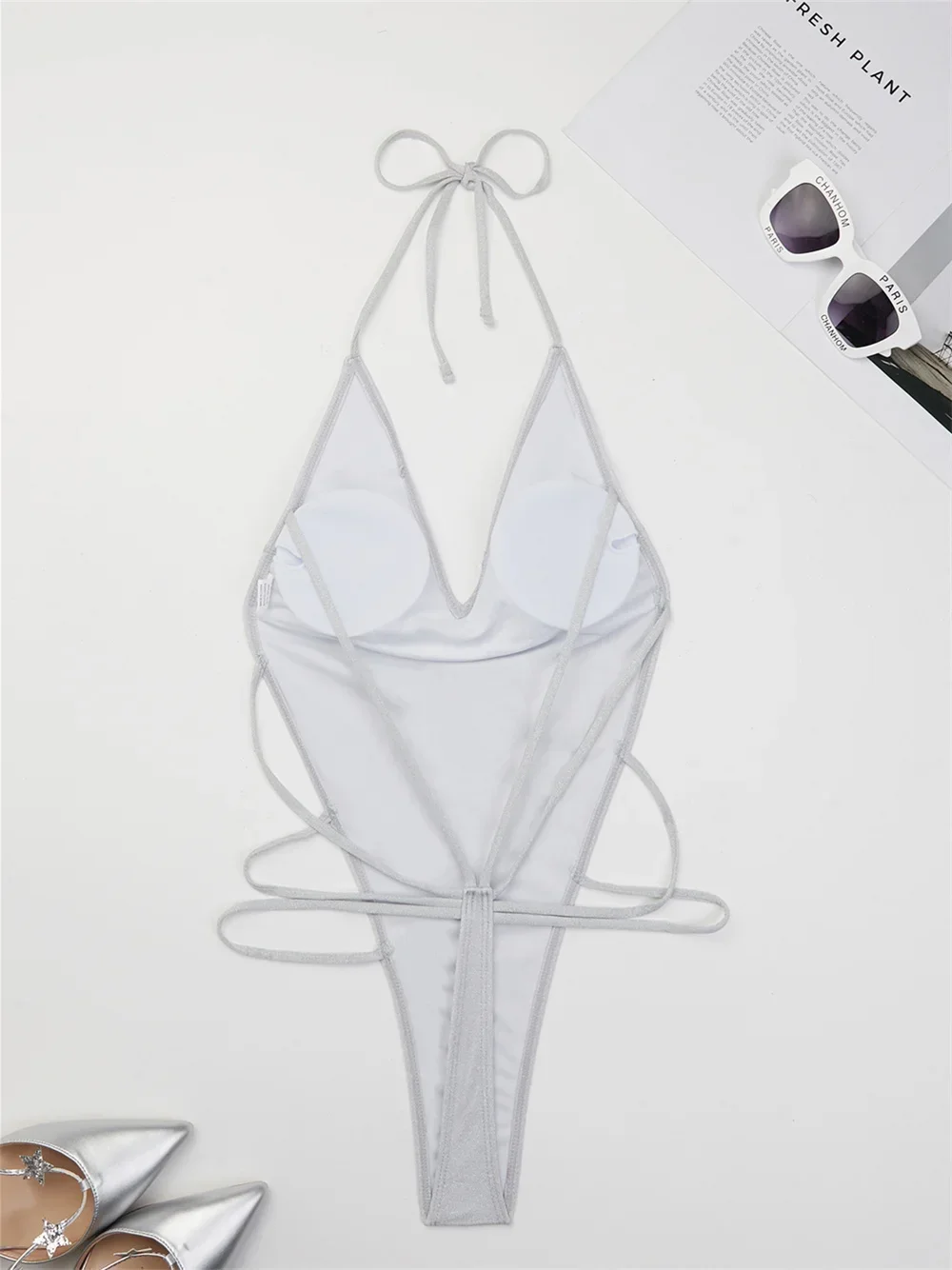 Luksusowe złote bikini ekstremalne Backless Push Up mikro stringi strój kąpielowy wakacje stroje kąpielowe kobiety strój plażowy Monokini letni