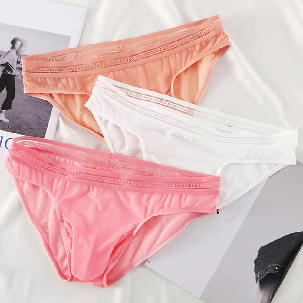 

Men's Ice Silk Briefs Summer New Ultra-thin Men Briefs 2025 Elastic Waistband Thin Ice Silk Panties Perspective Underwear