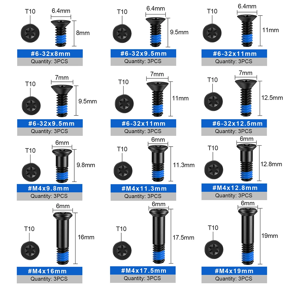 36Pcs Red Dot Screw Kit, M4/#6-32 Stainless Steel Screw with T10 Torx Head & Blue Thread Locker, Compatible with RMR/SRO/Holosun view 2