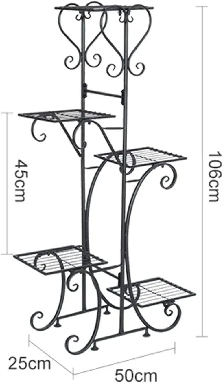 Soporte para plantas de 5 niveles para interiores y exteriores, soporte alto para exhibición de flores, estante para plantas de varios niveles para plantas, soporte esquinero para plantas