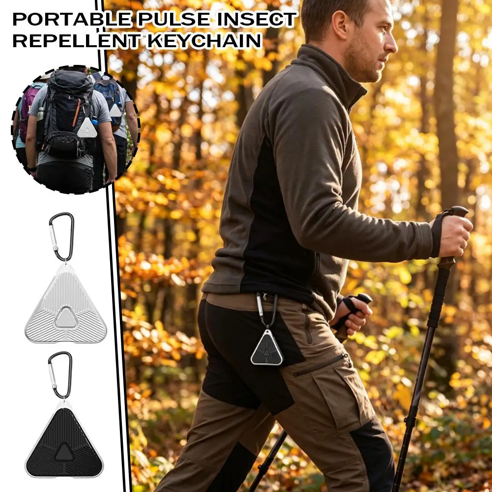 Ultrasonic Tick Repellent Device Electronic Portable Pulse Mosquito Repeller Mini Triangle USB-C Rechargeable Pest Control