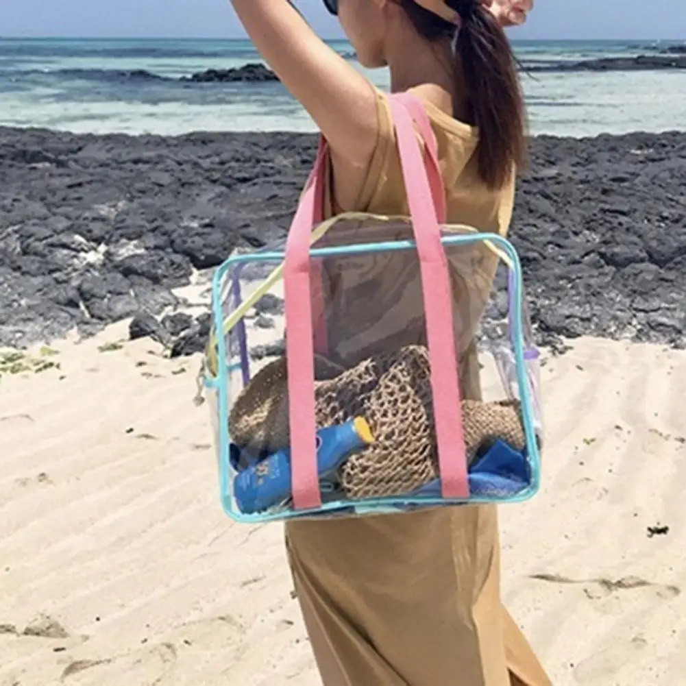 Transparent PVC Travel Duffel Bag See Through Tote Bag Waterproof Beach Bag Clear Handbag Stadium Approved Sport Fitness Bag