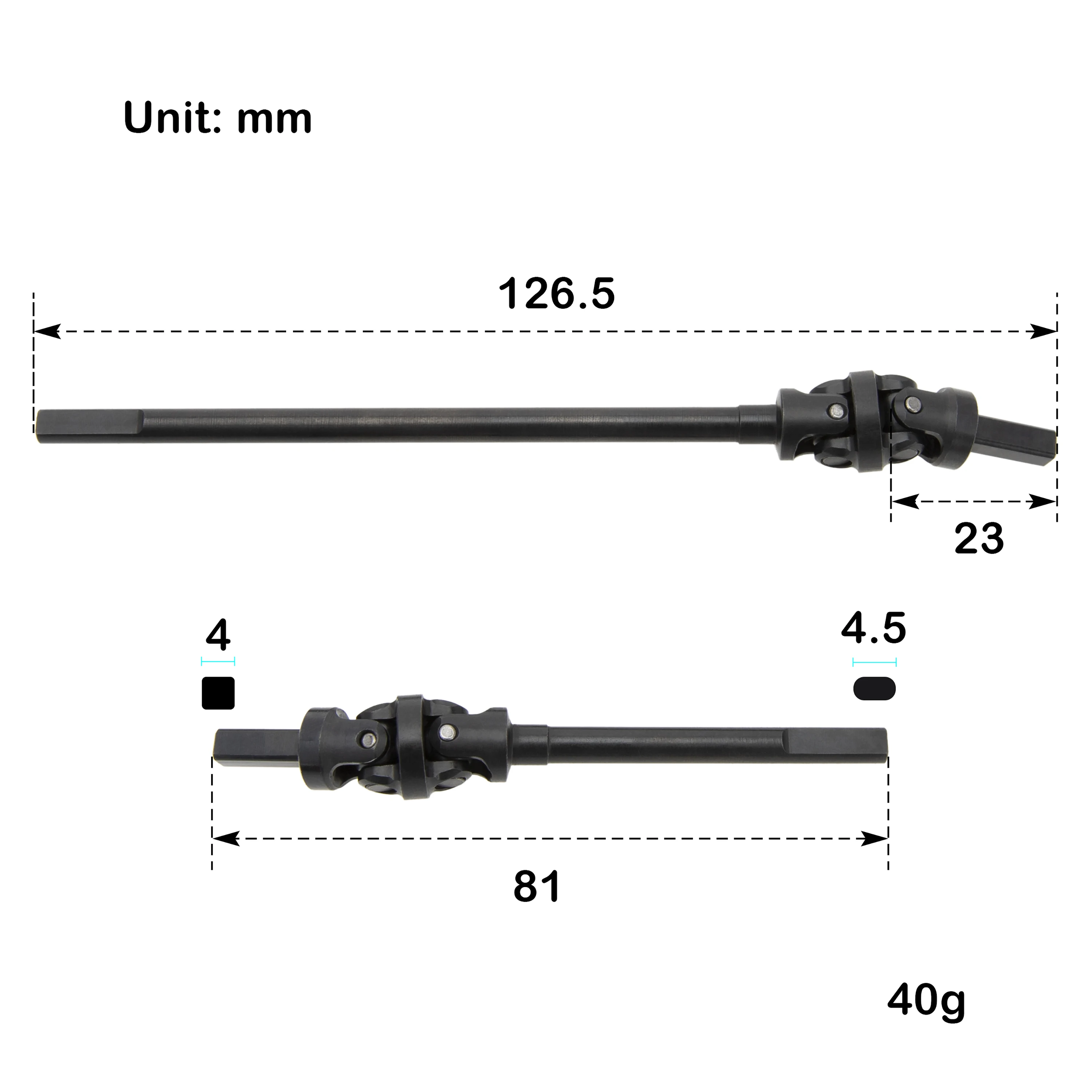 Ejes CVD de 3 secciones aisocinéticos MEUS Racing para ejes delanteros aisocinéticos MEUS Capra 1,9 UTB