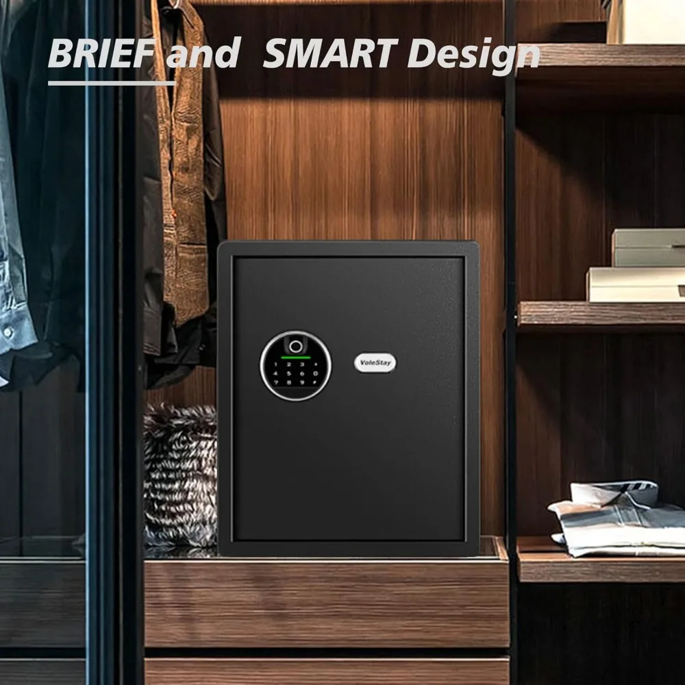 Biometric Home Safe, Fingerprint Gun Safe Lock Box,Money Box for Jewelry Handgun Cash Valuables,Perfect for Home/Office/Hotel, B