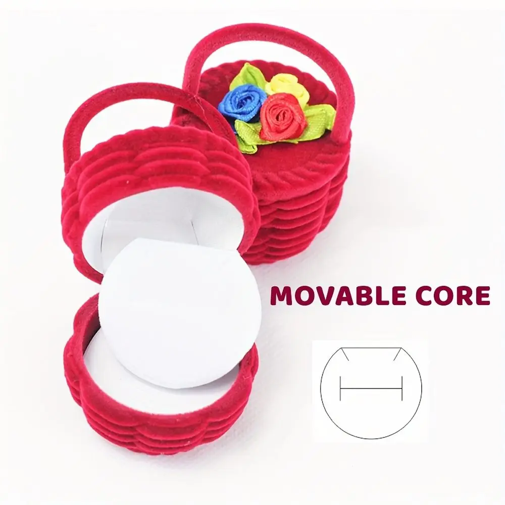 

Коробка для колец из бархатной ткани в форме цветка, милый дизайн, коробка для ювелирных украшений в виде розы, романтический стиль, функция демонстрации, подарочная коробка-держатель