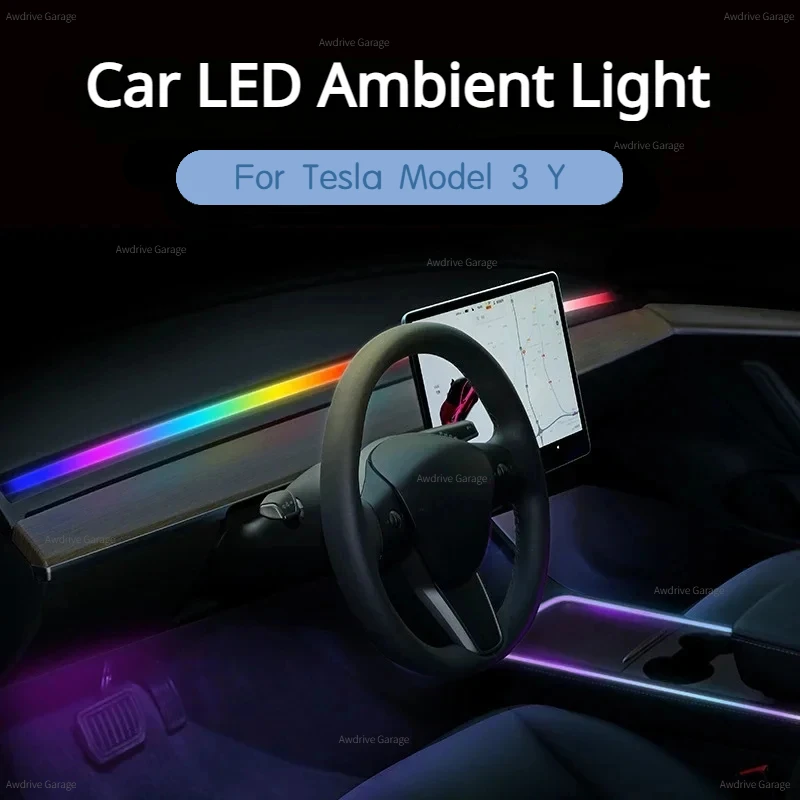 

Car Ambient Light for Tesla Model 3 Y with APP Control Auto Air Outlet LED Decorative Lamp Dashboard RGB Symphony Strip Light