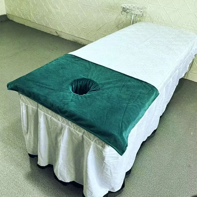 Drap de table de massage demi spa, lit de beauté, serviette pour trou de visage, lit cosmétique de beauté, couverture en éponge pour trou de visage,