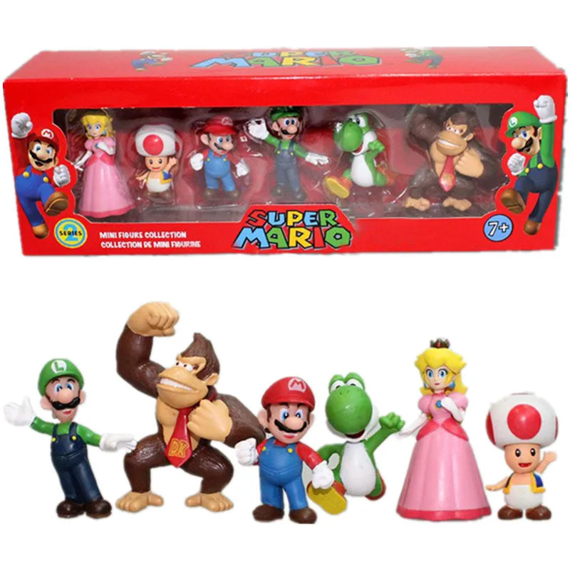 2026*En Stock Super Mario Bros Figuras de Acción de PVC, Muñecos, Set de Modelos Luigi Yoshi Donkey Kong Mushroom para Regalos de Cumpleaños