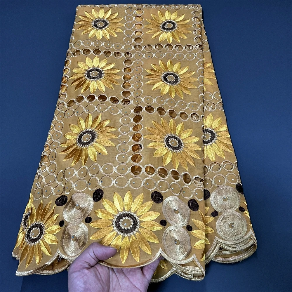 

Tulle Lace Fabric for Sewing Dress, Damask Cotton, High Quality, Pure Embroidery, Wedding Party, Nigerian, 5Yard, 2025, hz1340