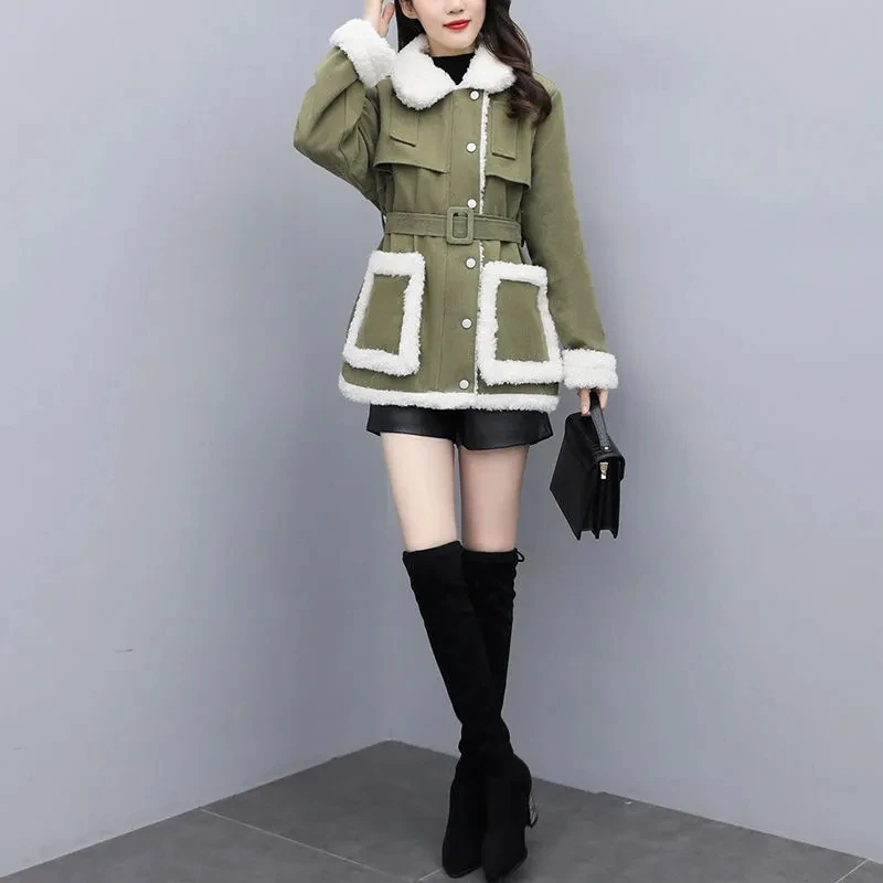 

Cotton-padded 2023 winter clothing new fashion thickened warm women's belt casual cotton jacket