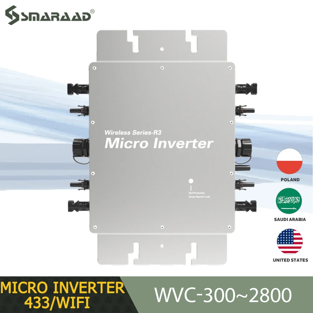 

SMARAAD MPPT Solar Grid Connected Micro Inverter 600W 2800W DC 22-60V To AC 110V/230V Waterproof IP65 Household Appliance Conver