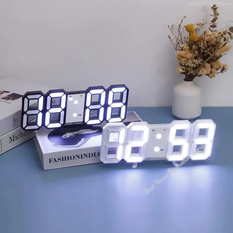 Purchase Products Clock 3D LED Digital Alarm Clock Wall Clock Time/date/temperature For Home/kitchen/office Clocks Decor Garden