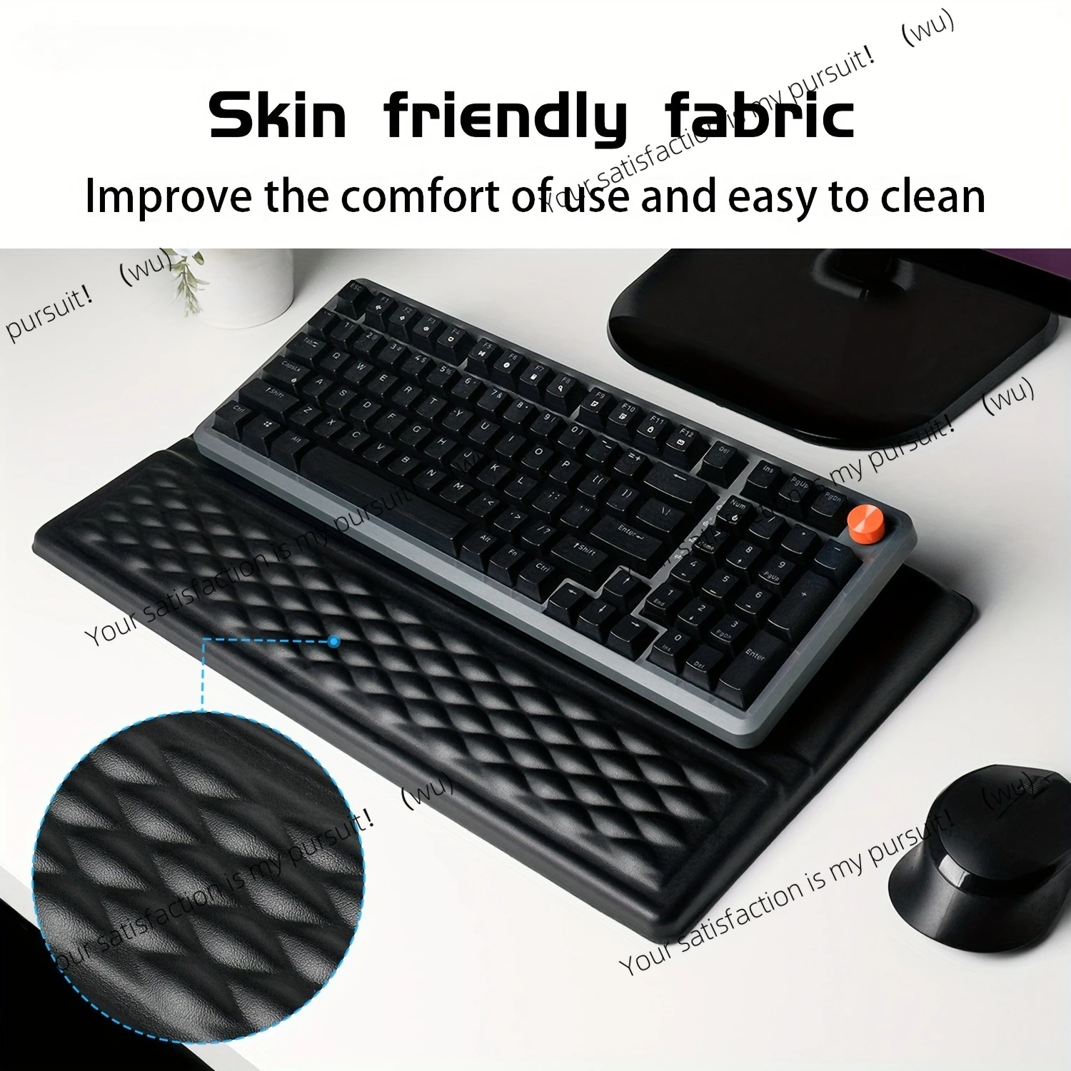 1PC Ergonomic Keyboard Wrist Rest, Soft Comfort Support for Office & Gaming, 43.5x25x3cm, Durable Sleek Design (Black)
