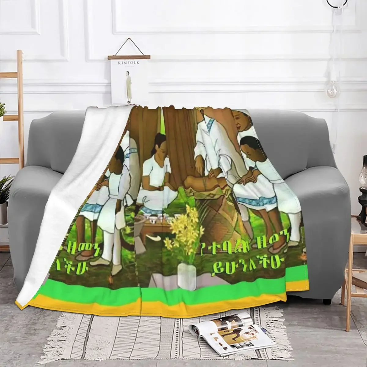 

Baby Blankets Ethiopian Painting Art Africa Velvet Print Multifunction Vintage Warm Throw Blanket for Bed Office Bedspread