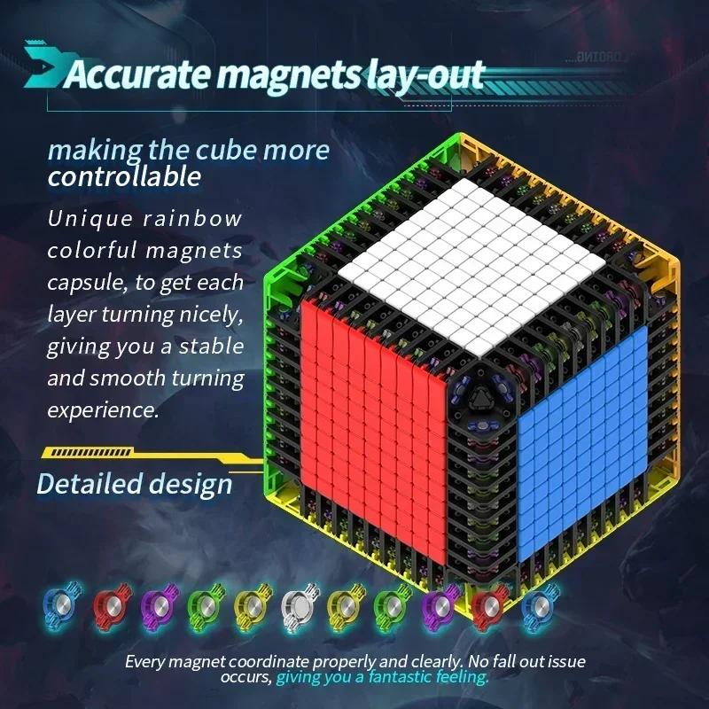 DianSheng-Cube Magique Magnétique de Vitesse Sans Autocollant, Jouets Professionnels, Puzzle Galaxy, 11x11x11 m