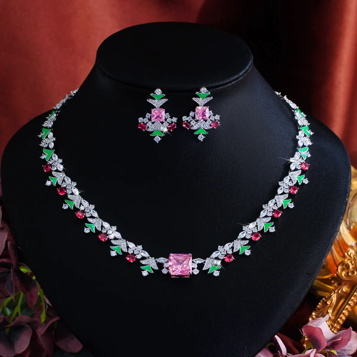 vintage-multicolor-cubic-zirconia-necklace-earrings-jewelry-set-for-luxury-women-wedding-party-statement-accessory-party-gift