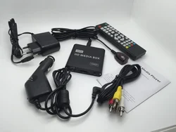 Mini reproductor MultiMedia HD 1080P para el centro del coche, HDD, disco U, con cargador, extensor IR, compatible con AV MMC, reproducción de tarjetas SD