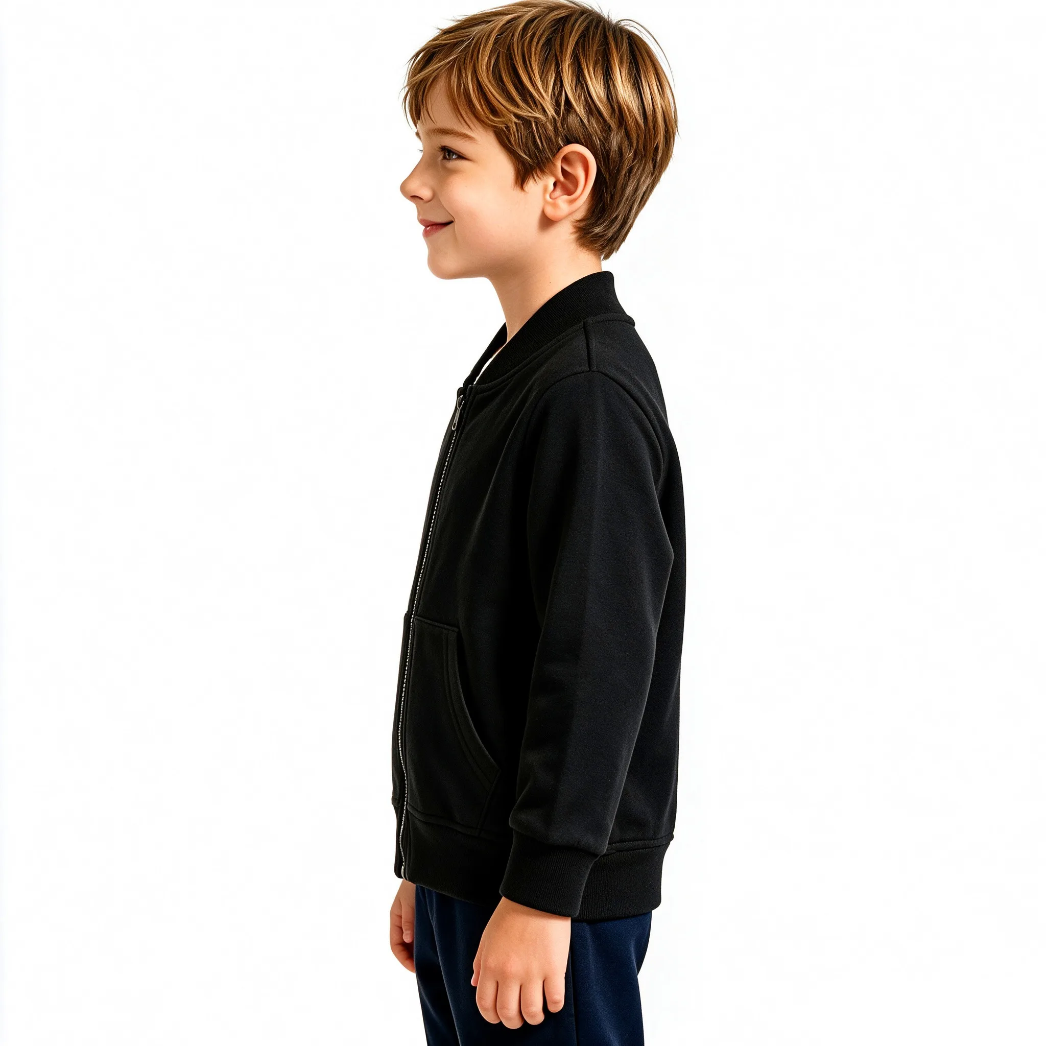 Kids Baseball Jacket V Collar Cardigan Zipper Sweatshirt Spring Autumn Daily Commute Plain Solid Top for Boys And Girls
