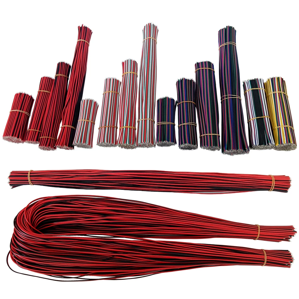 Câble à souder étamé 22awg, 2 broches, 3 broches, 4 broches, 5 broches, 6 broches, 10cm-30cm, fil de cuivre étamé pour bande LED, 5 à 100 pièces