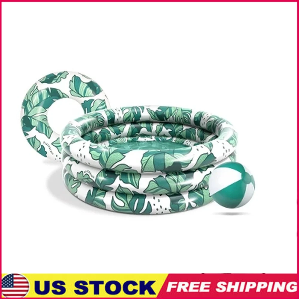 

Надувной круглый детский бассейн, 125 галлонов, дизайн пальмового листа, простая установка, вечеринки на заднем дворе, семейные развлечения, возраст 6 и старше