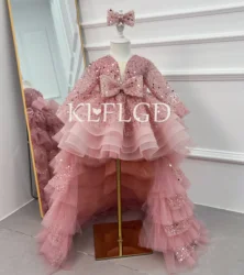Light luxury girl sequin tail dress elegant girl beauty pageant high-end dress 4-12 year old girl piano performance clothing