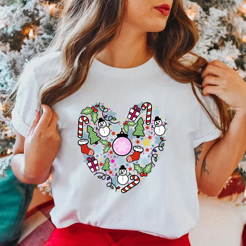 

(Premium shirt)Hot Christmas Love Letter Printing Shirt Women Fashion Short Sleeve Street Casual Personality Summer Shirt